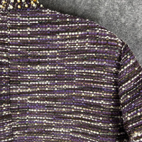 LANE BRYANT Blazer Womens 18 Purple Long Sleeve‎ Striped Embellished Open Front - Picture 10 of 14